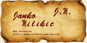 Janko Milikić vizit kartica